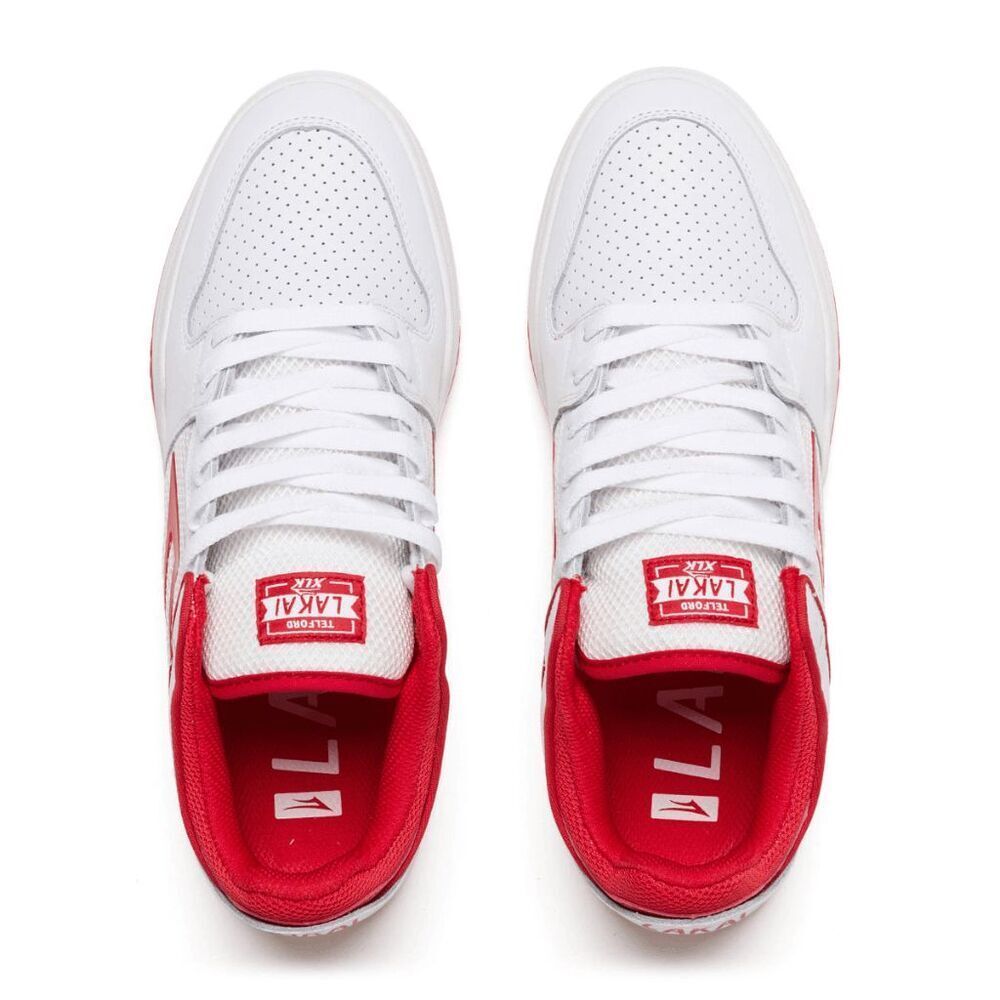 Lakai Men's Telford Low Shoes - White/Red Suede 9 - Picture 8 of 10